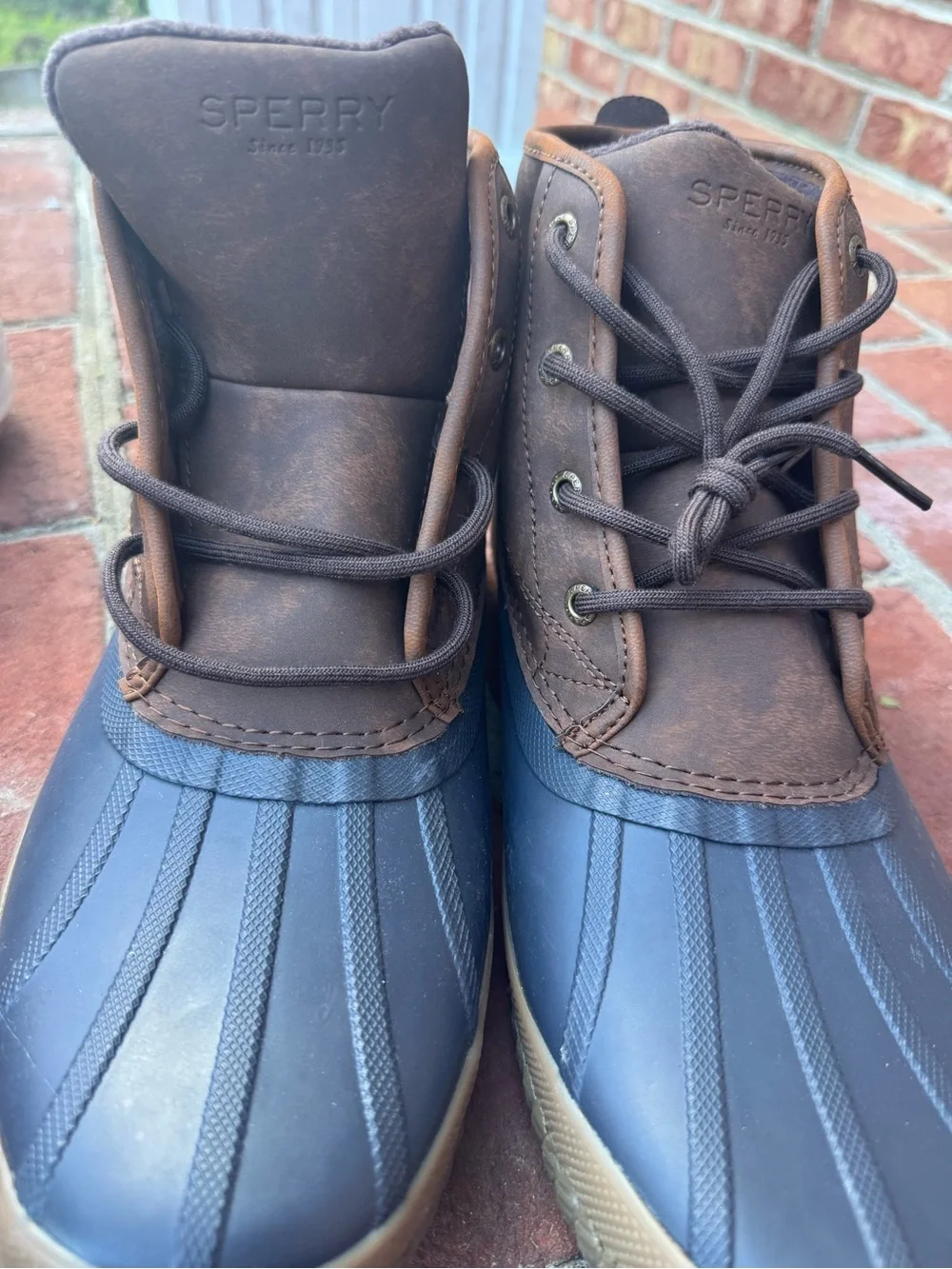 Sperry Men’s Brown and Navy Waterproof Duck Boots